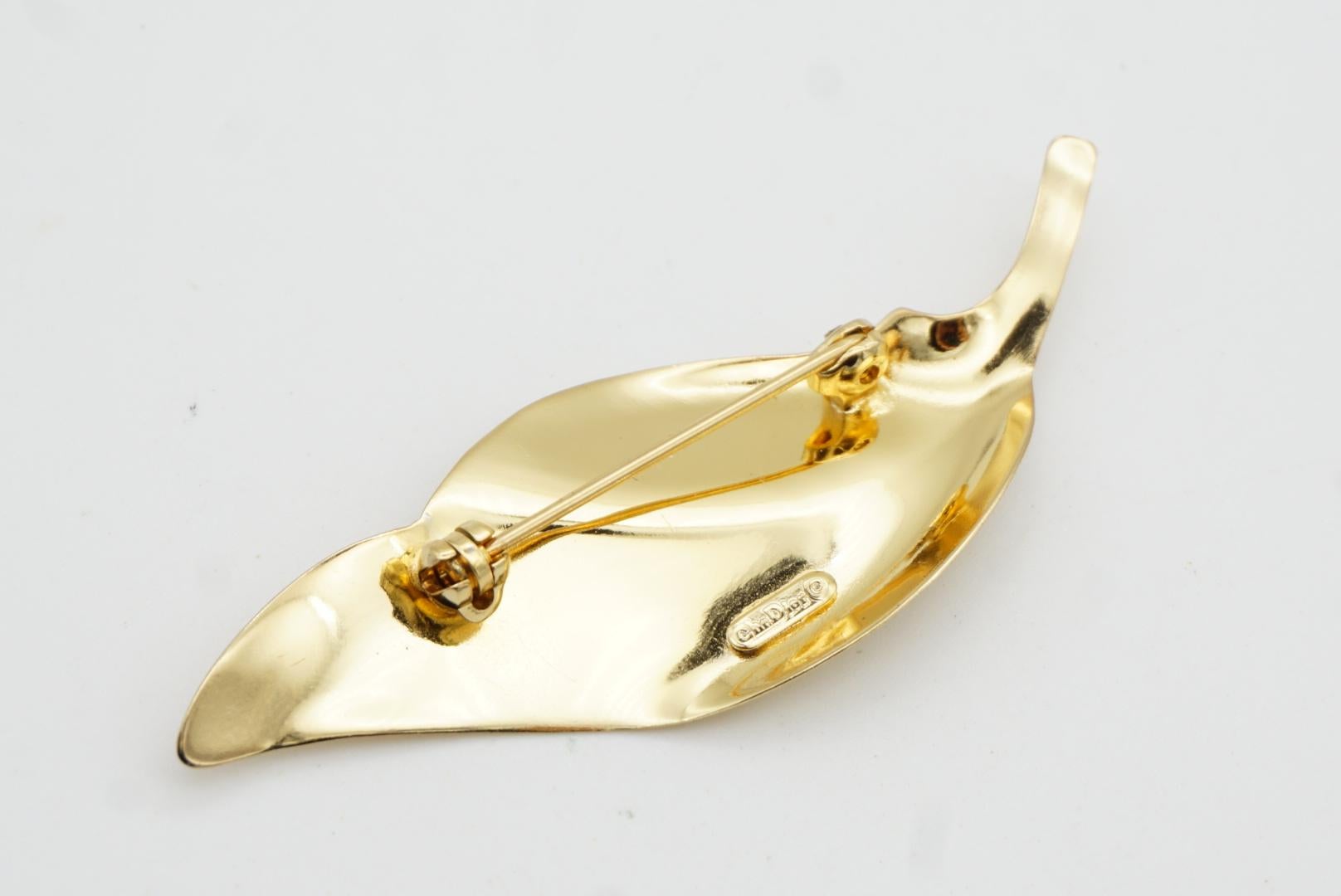 Christian Dior 1980er Jahre Vintage texturiert lange Vivid Twist Swirl Wave Blatt Brosche 5