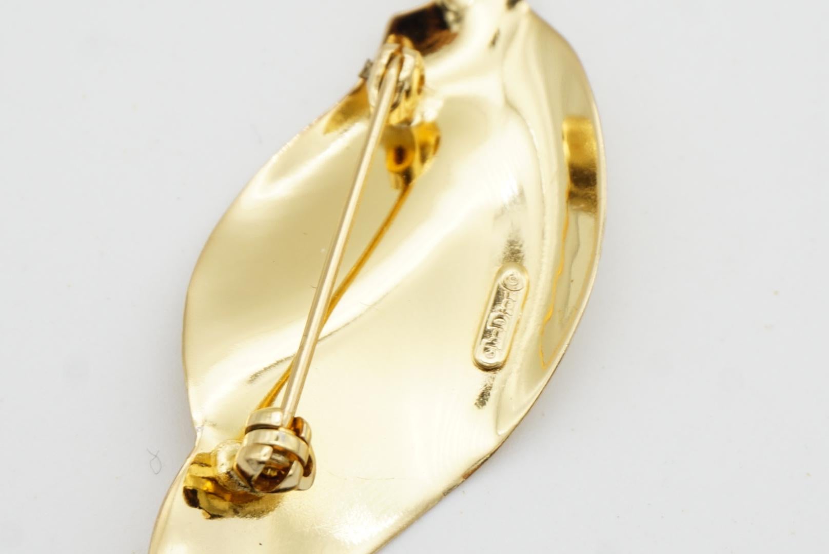 Christian Dior 1980er Jahre Vintage texturiert lange Vivid Twist Swirl Wave Blatt Brosche 7