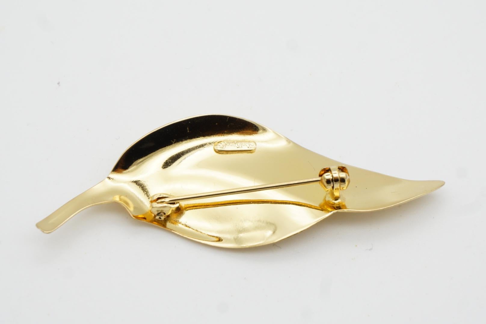 Christian Dior 1980 Vintage Texturé Long Vivid Twist Swirl Wave Leaf Brooch en vente 7