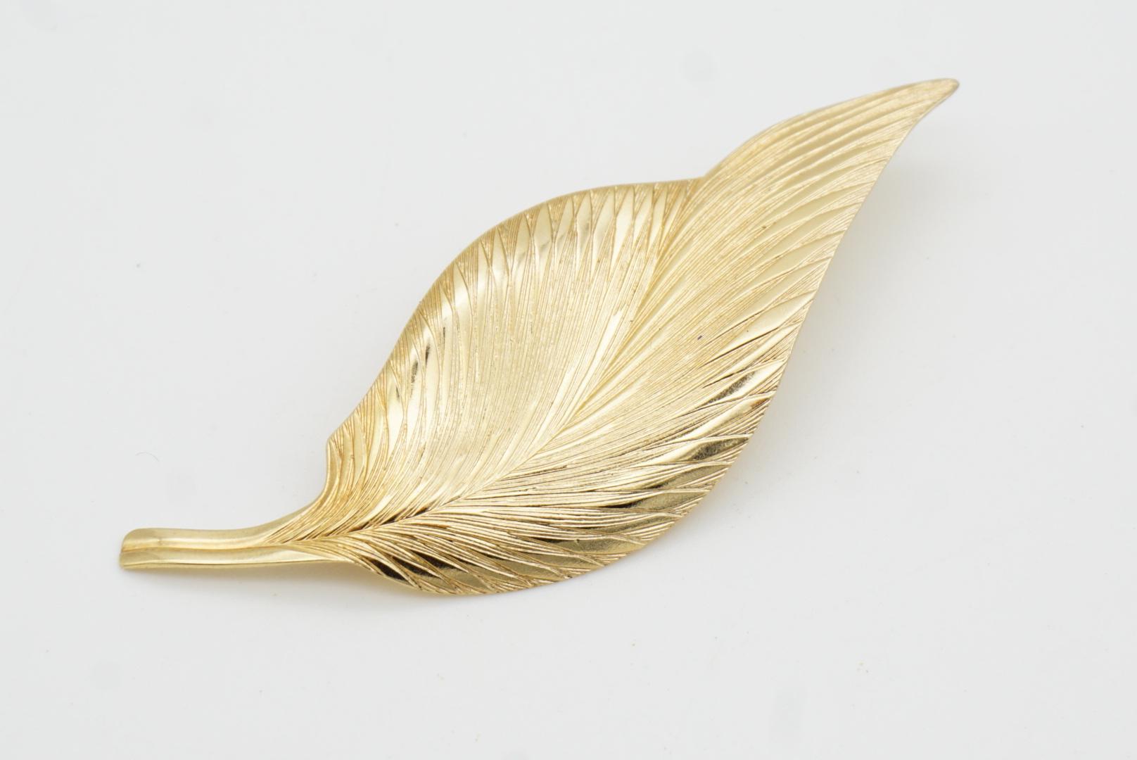 Christian Dior 1980 Vintage Texturé Long Vivid Twist Swirl Wave Leaf Brooch en vente 4