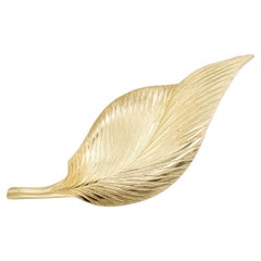 Christian Dior 1980s Vintage Textured Long Vivid Twist Swirl Wave Leaf Brooch