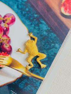 Christian Dior 1980s Vintage Textured Vivid Cute Jumping Swimming Frog Brooch