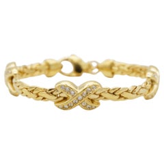 Christian Dior 1980s Vintage Trio Kiss Cross X Link Crystals Gold Omega Bracelet