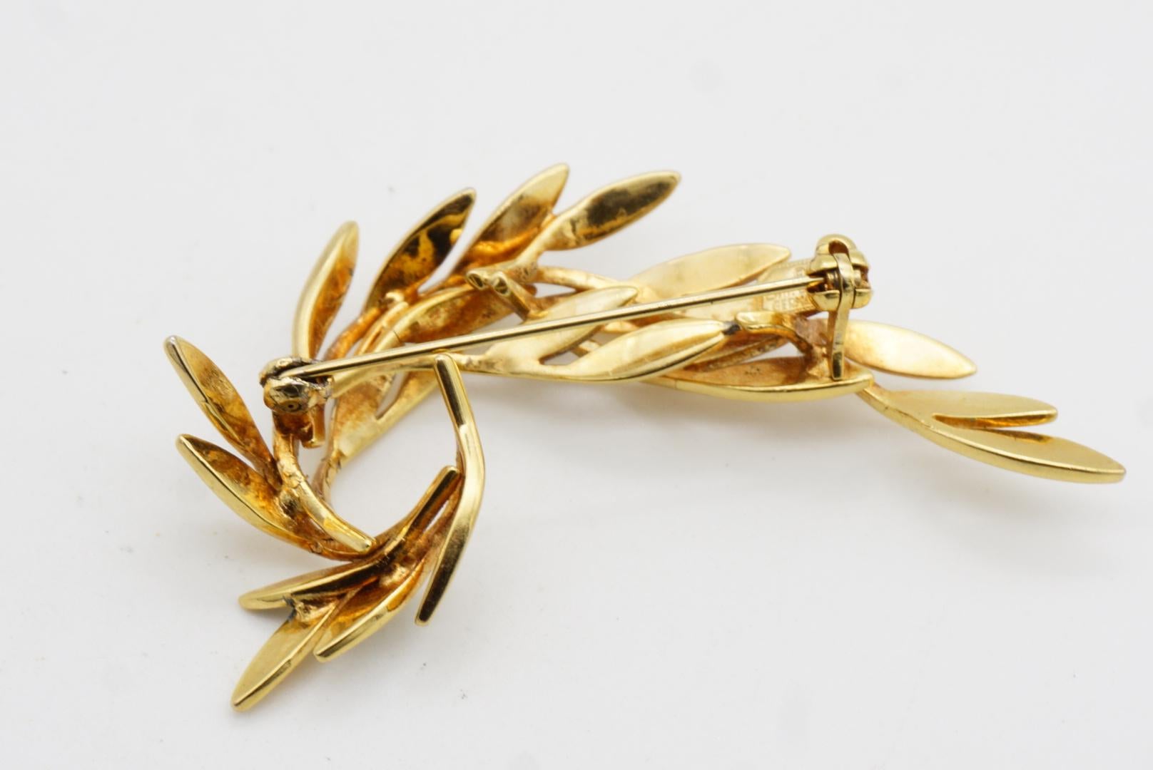 Christian Dior 1980s Vintage Broche ondulado remolino hoja turquesa azul marino pavo real pájaro en venta 8