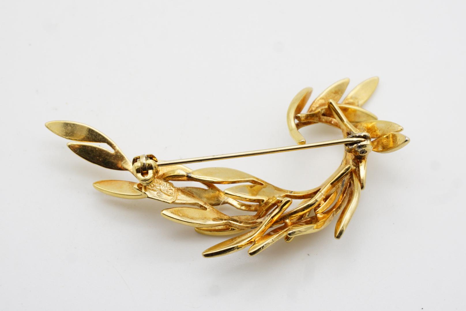 Christian Dior 1980s Vintage Broche ondulado remolino hoja turquesa azul marino pavo real pájaro en venta 10