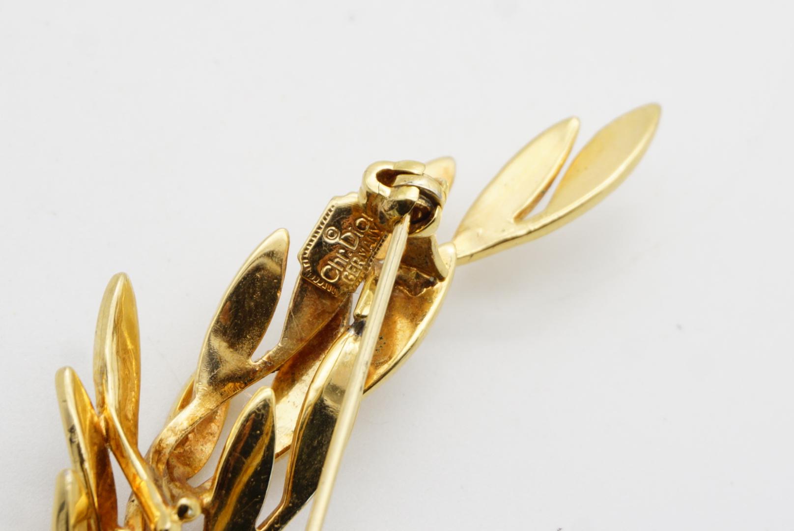 Christian Dior 1980s Vintage Broche ondulado remolino hoja turquesa azul marino pavo real pájaro en venta 11