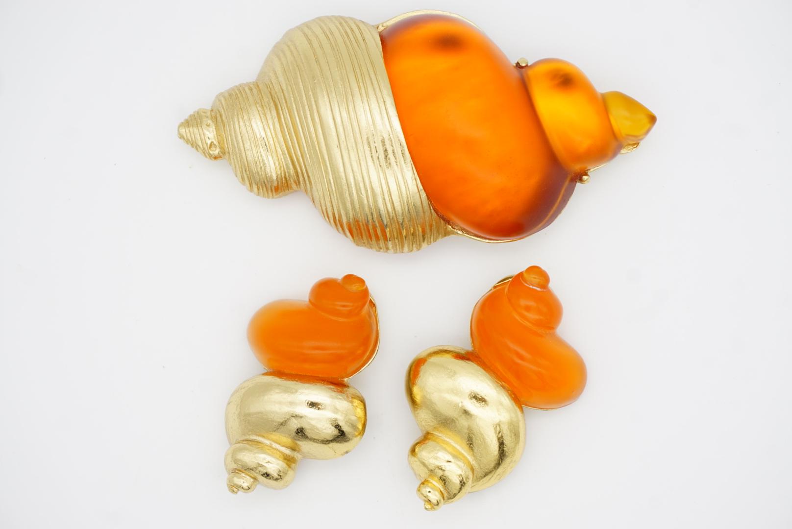 Christian Dior 1987 Robert Goossens for Christian Dior Orecchini a spilla con conchiglia arancione in vendita 5