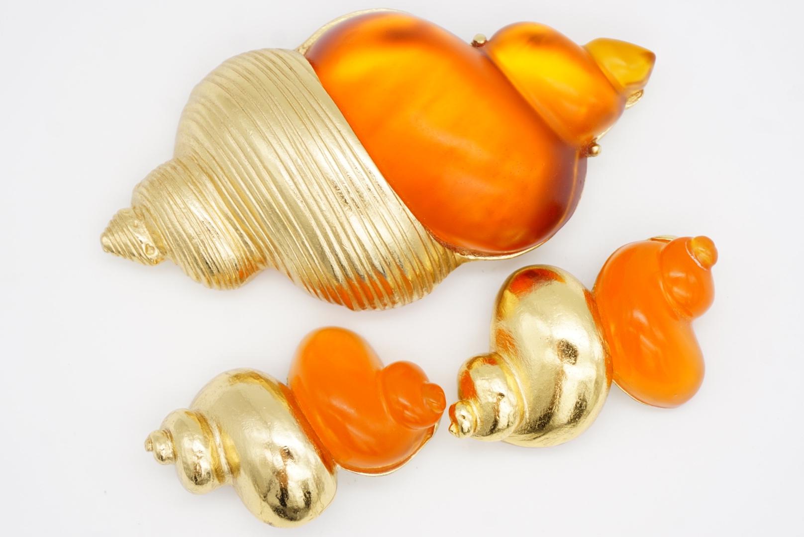 Christian Dior 1987 Robert Goossens for Christian Dior Orecchini a spilla con conchiglia arancione in vendita 6