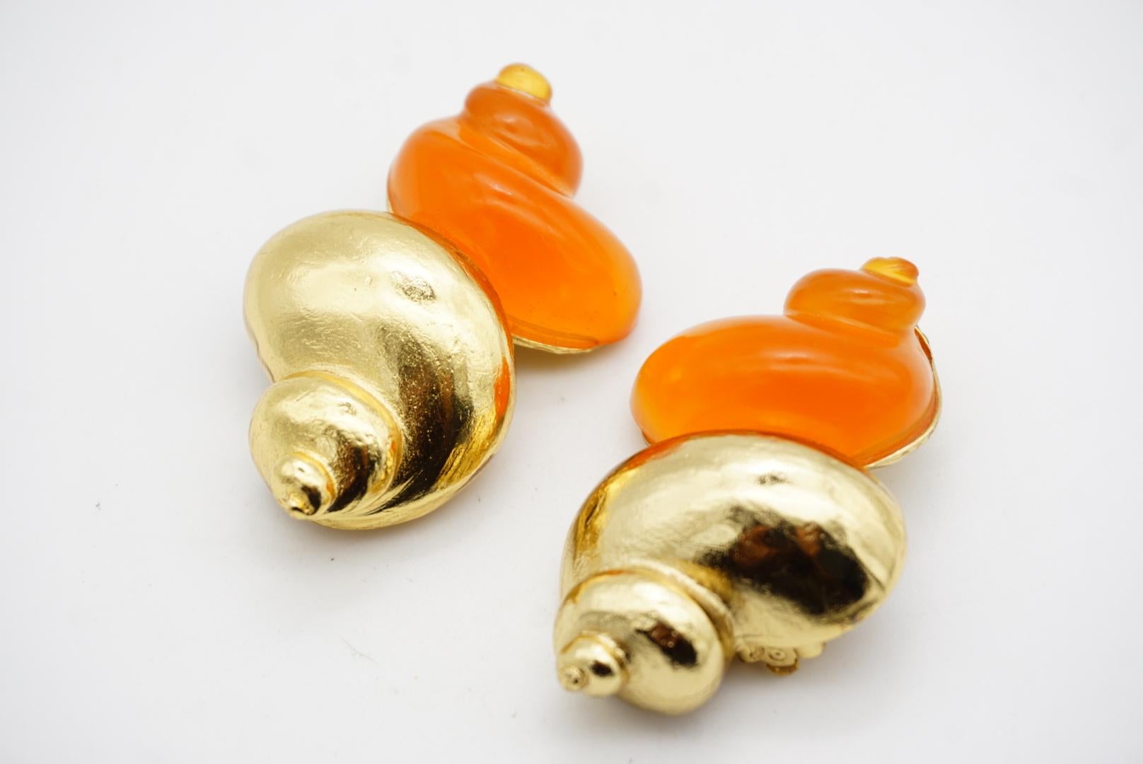 Christian Dior 1987 Robert Goossens for Christian Dior Orecchini a spilla con conchiglia arancione in vendita 8