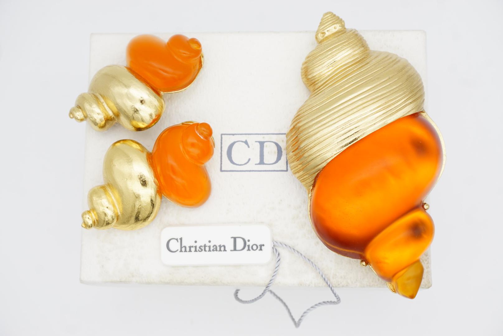 Christian Dior 1987 Robert Goossens for Christian Dior Orecchini a spilla con conchiglia arancione in vendita 4
