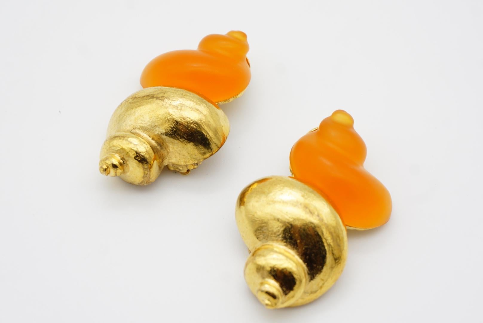 Christian Dior 1987 Robert Goossen Massive Orange Muschel-Torch Jelly-Ohrringe im Angebot 5