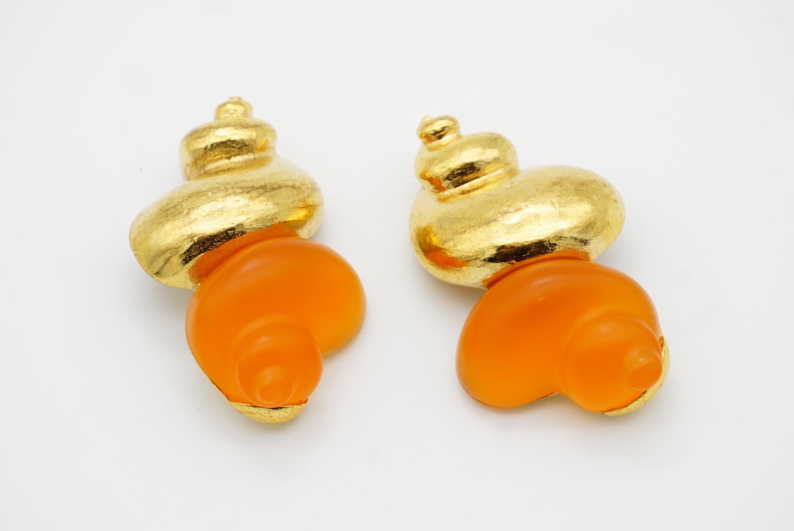 Christian Dior 1987 Robert Goossen Massive Orange Muschel-Torch Jelly-Ohrringe im Angebot 6