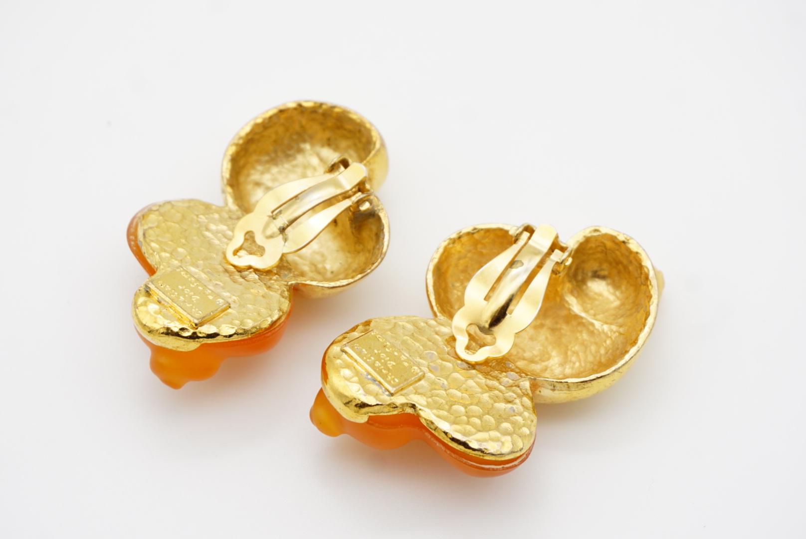 Christian Dior 1987 Robert Goossen Massive Orange Muschel-Torch Jelly-Ohrringe im Angebot 8