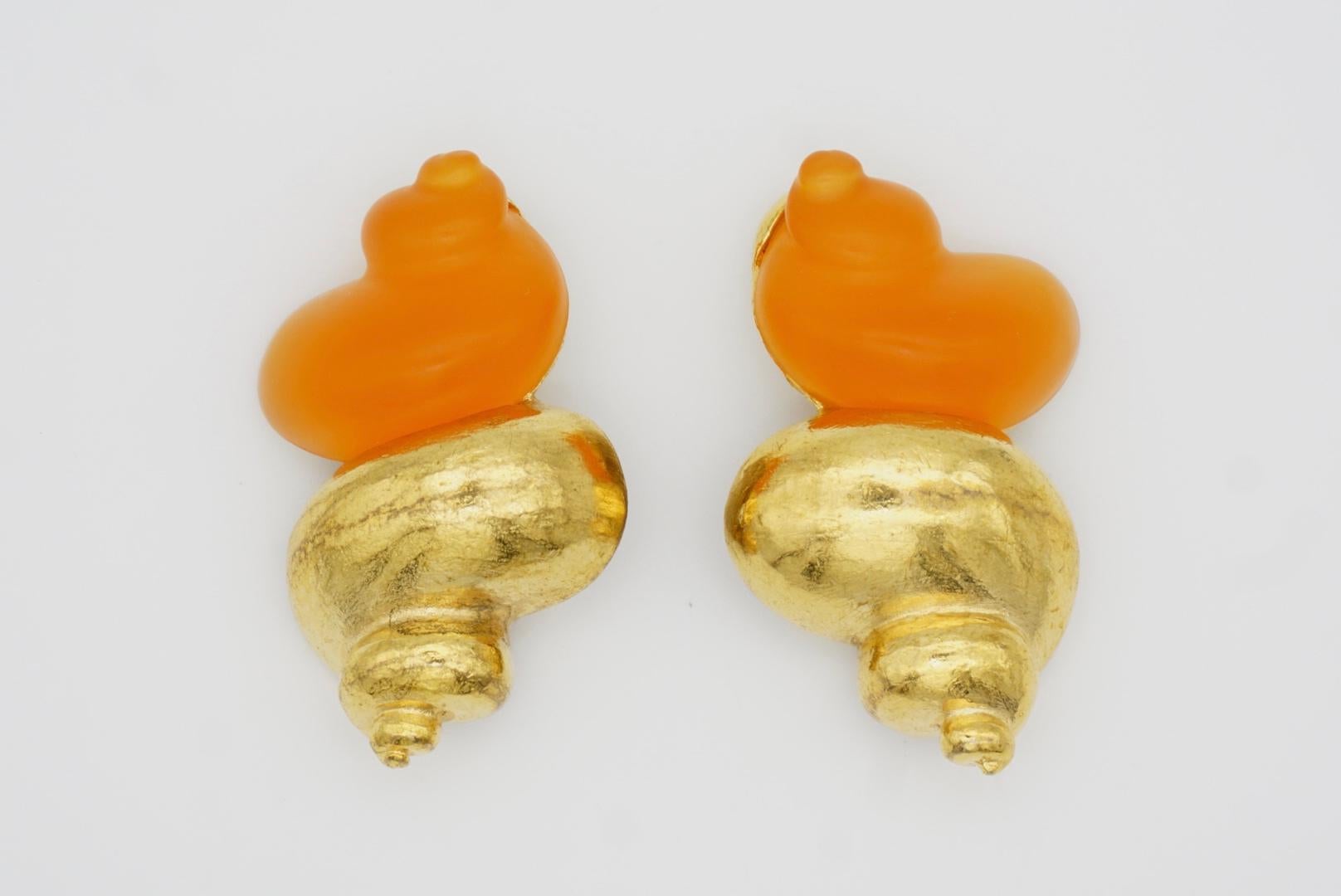 Christian Dior 1987 Robert Goossen Massive Orange Shell Torch Jelly Earrings 4