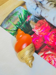 Christian Dior 1987 Robert Goossen Orange Shell Conch Torch Jelly Belly Brooch