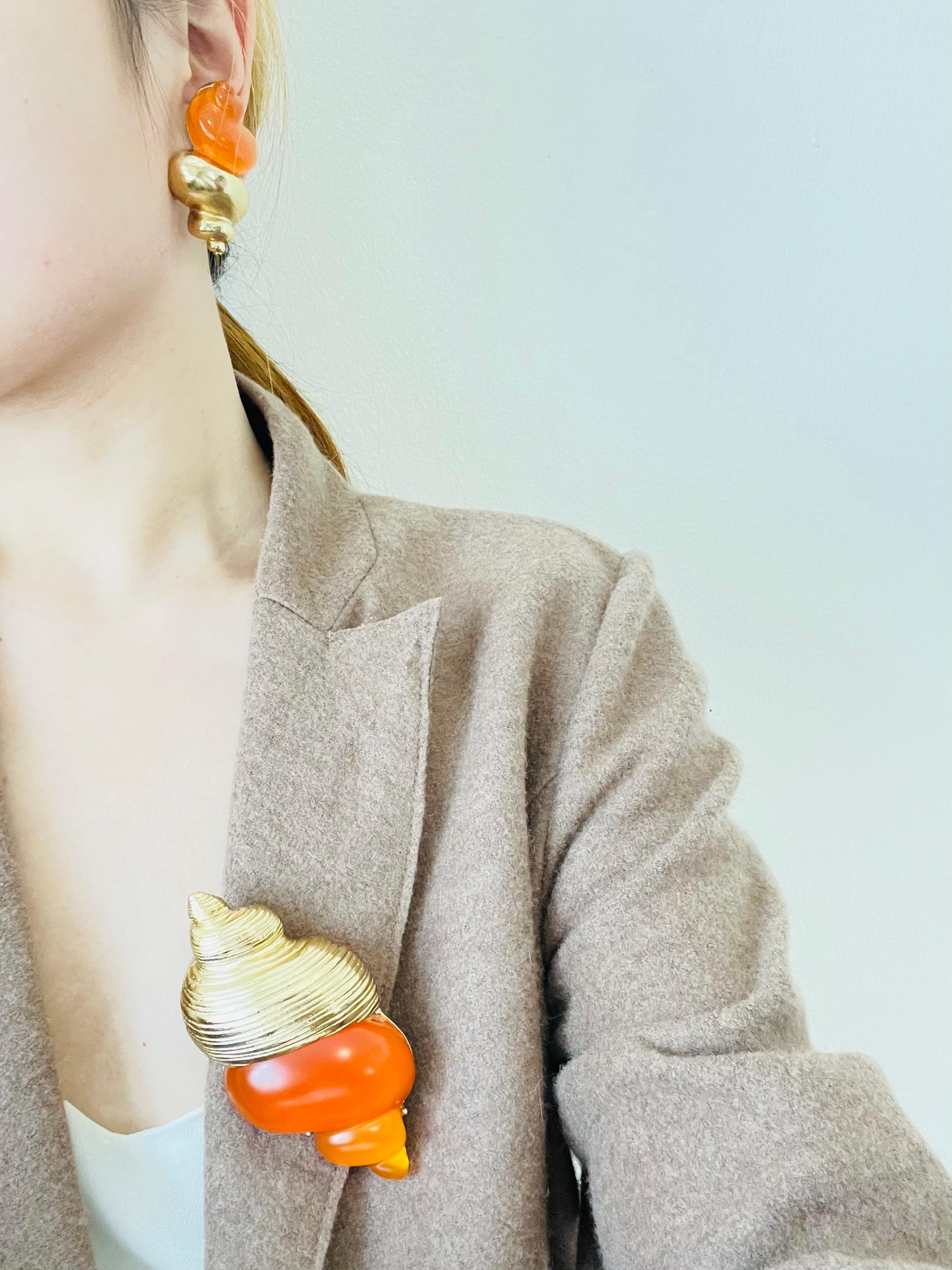 Robert Goossen, boucles d'oreilles en or orange Jelly Conch Torch de Christian Dior, 1987 2