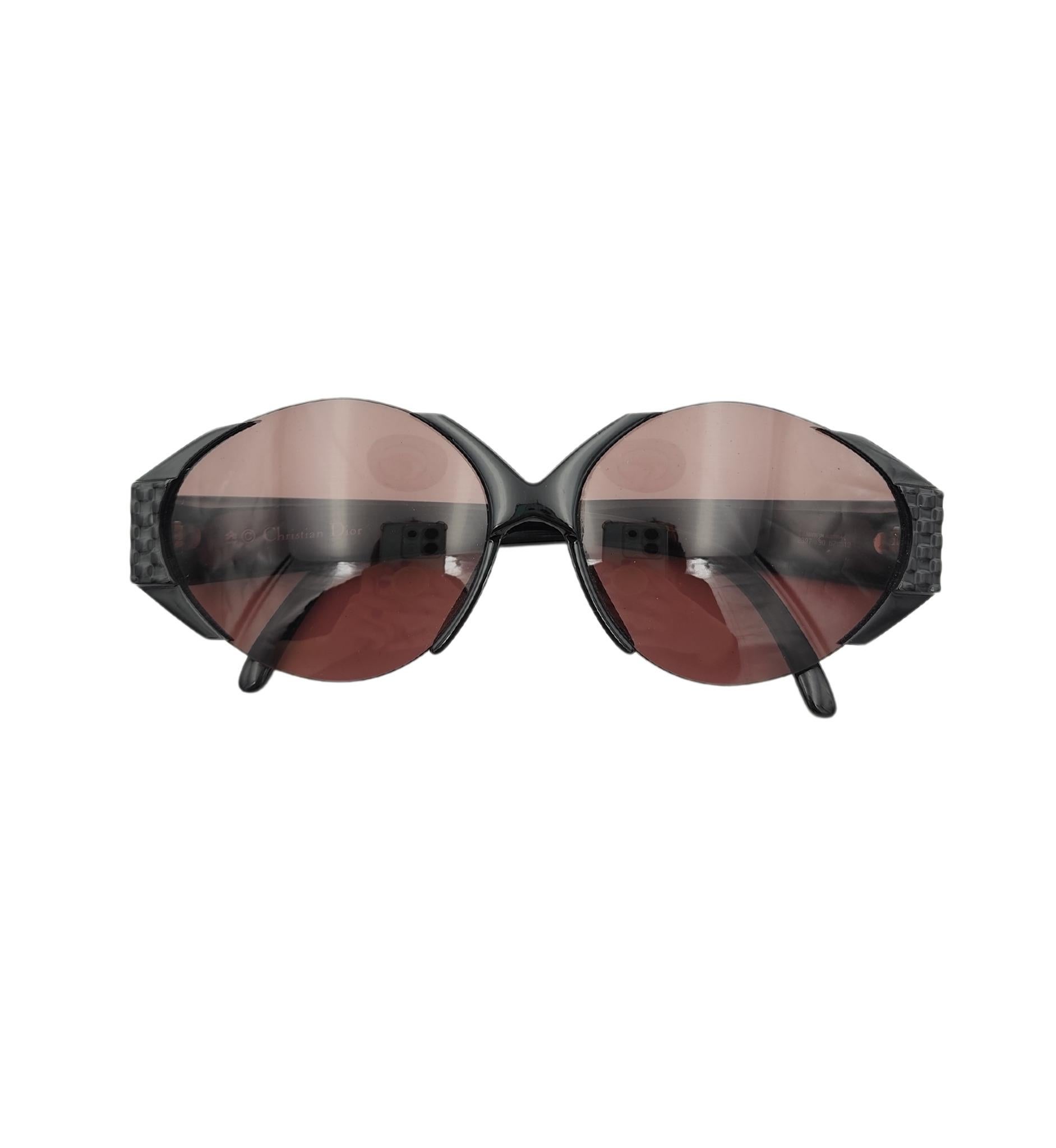 Brown Christian Dior 1989 purple rimless sunglasses