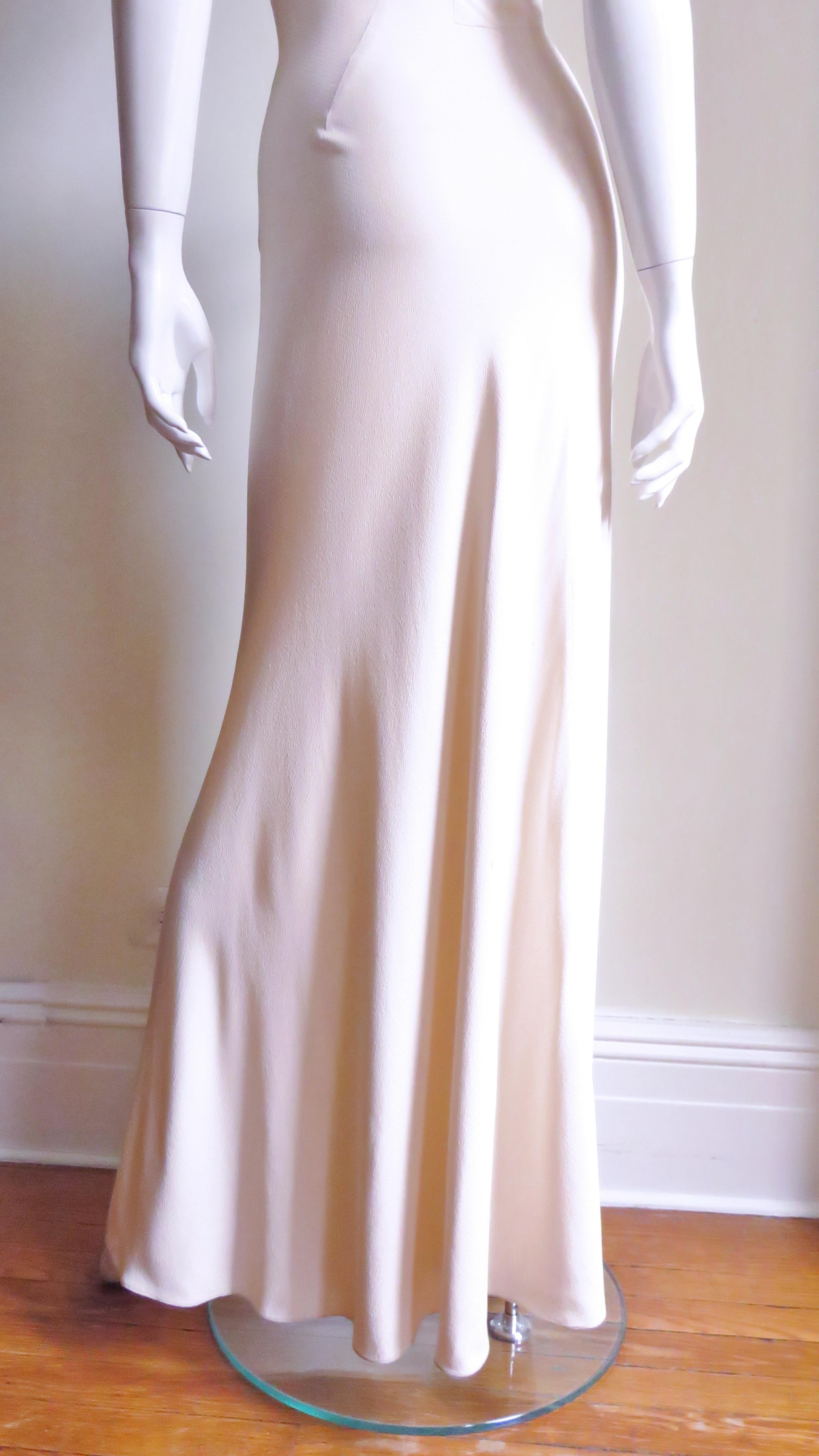 Christian Dior 1990s Blush Seam Detail Silk Gown 8