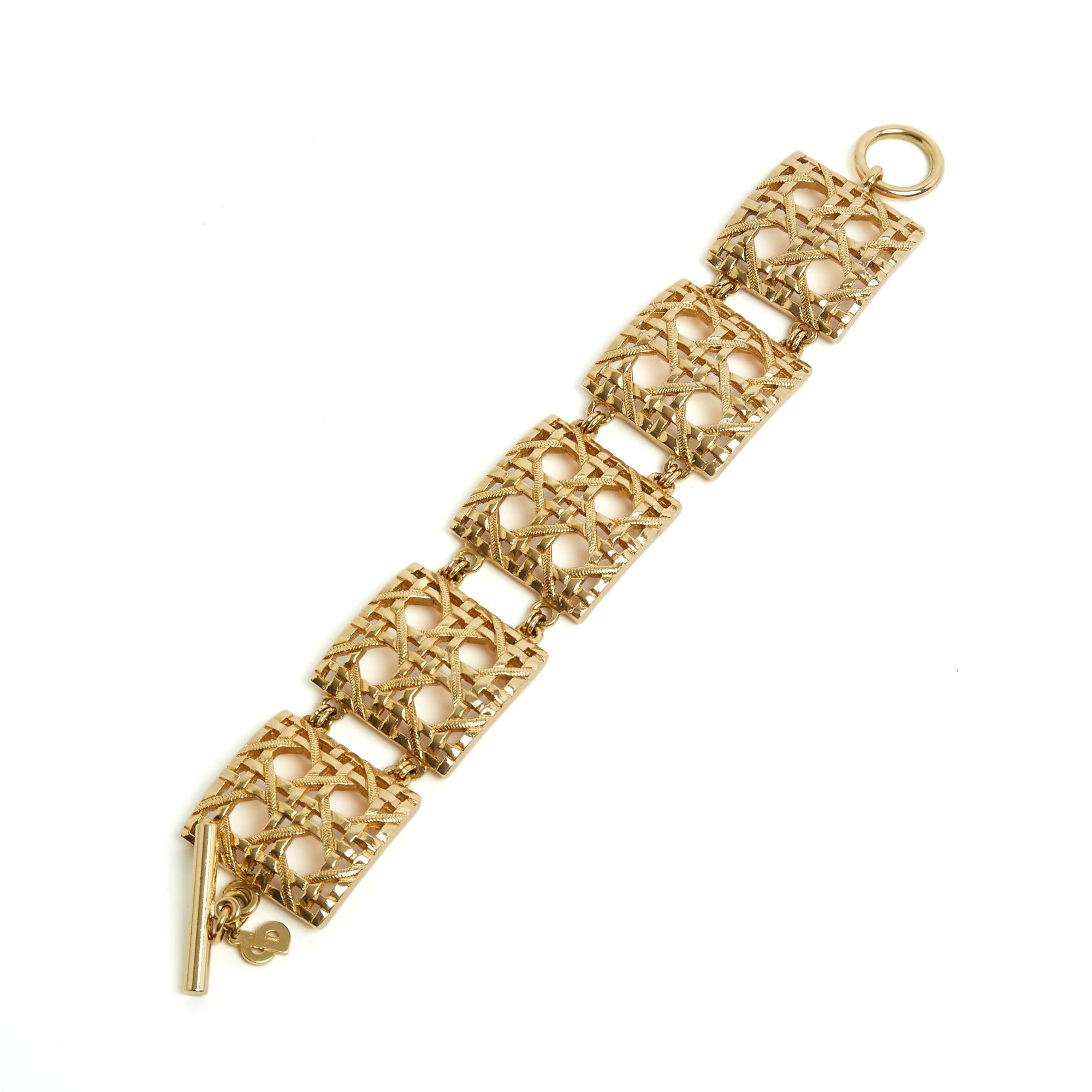 Christian Dior 1990er Jahre Armband Cannage My Dior Goldenes Armband im Zustand „Hervorragend“ in PARIS, FR