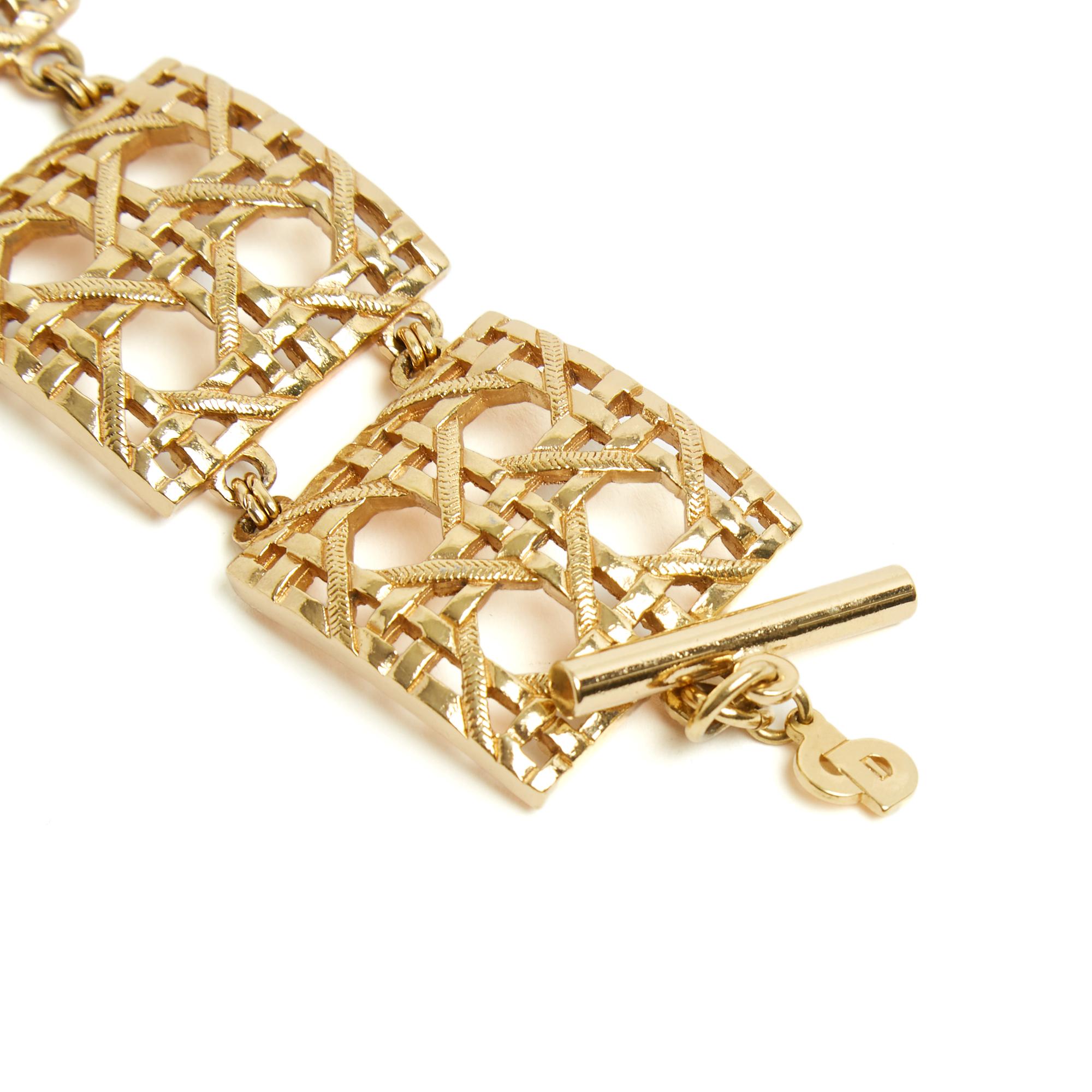 Christian Dior 1990er Jahre Armband Cannage My Dior Goldenes Armband für Damen oder Herren