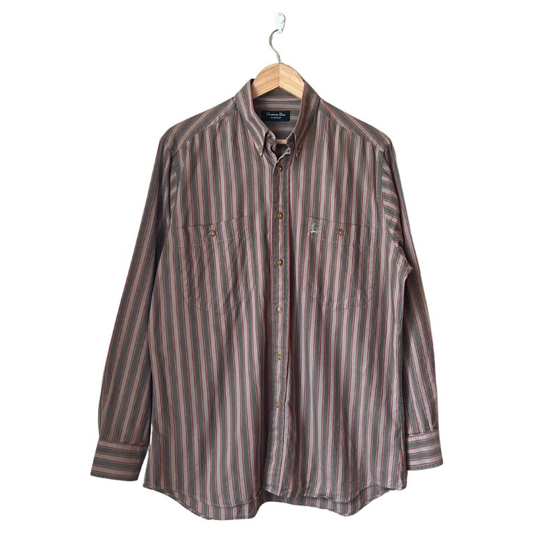 Christian Dior 1990s Brown Striped Shirt For Sale at 1stDibs
