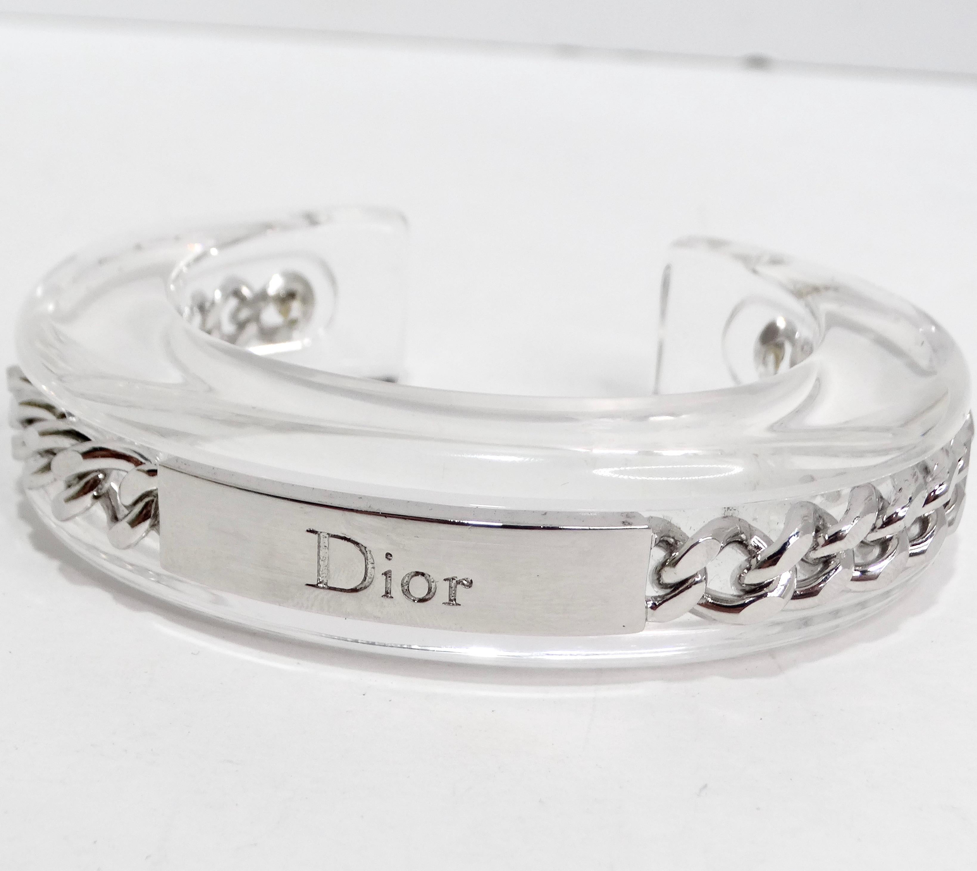 Christian Dior 1990s Chain Lucite Cuff Bracelet 4