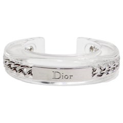 Vintage Christian Dior 1990s Chain Lucite Cuff Bracelet