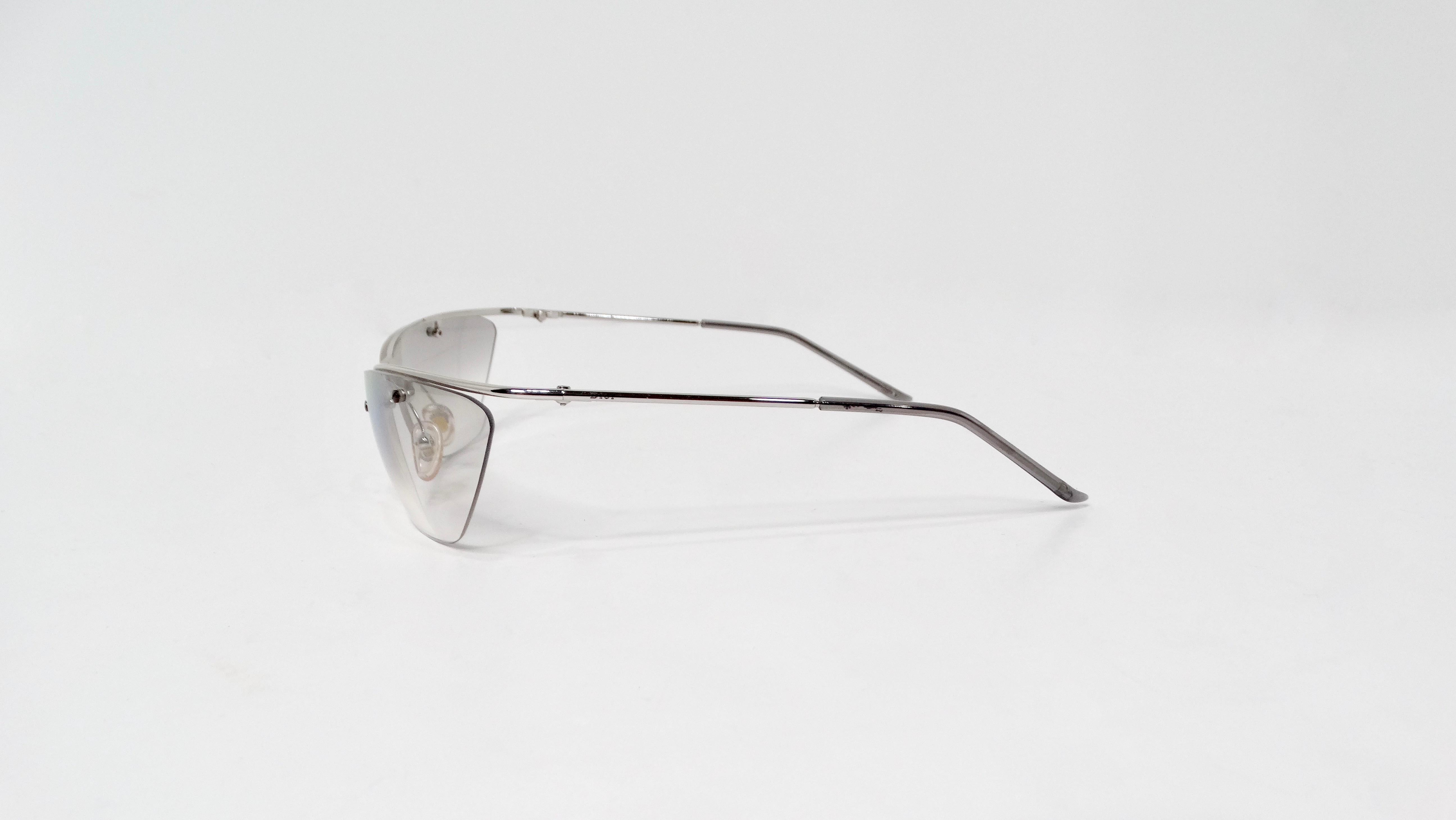 Gray Christian Dior 1990s Flash Grey Tinted Lens Sunglasses For Sale