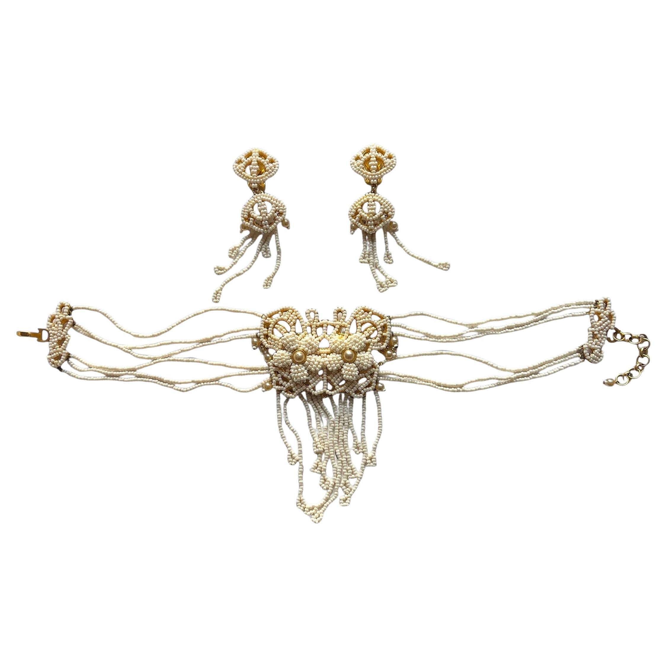 Christian Dior Galliano era bejeweled pearl pin Brooch Accessories Champagne Gold