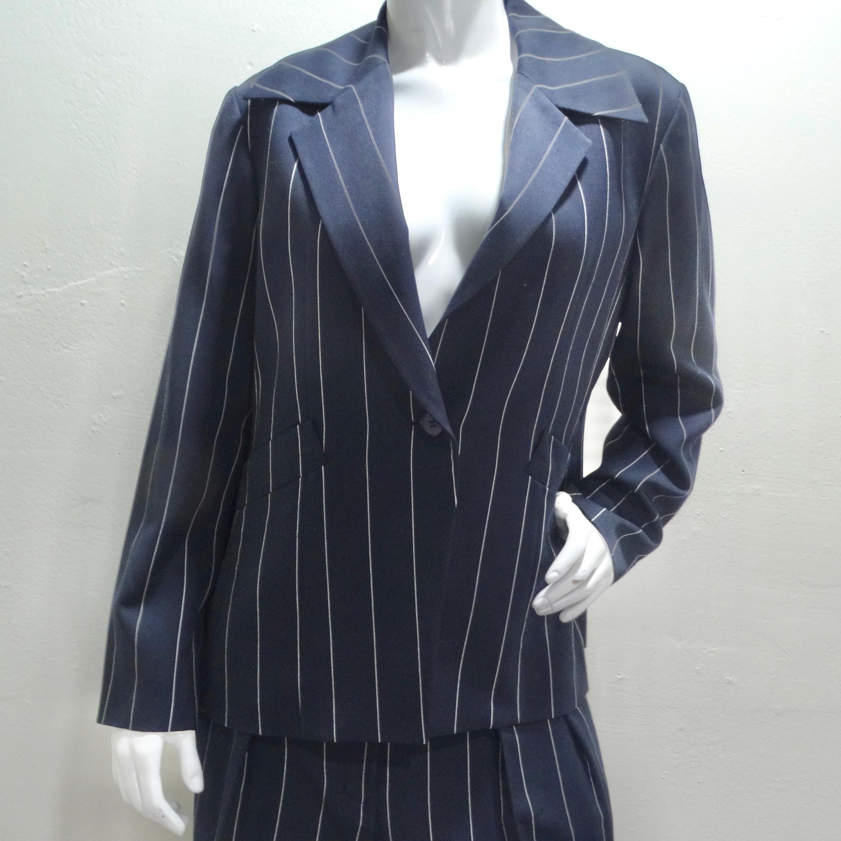 Christian Dior 1990s Navy Pinstripe Suit For Sale 6