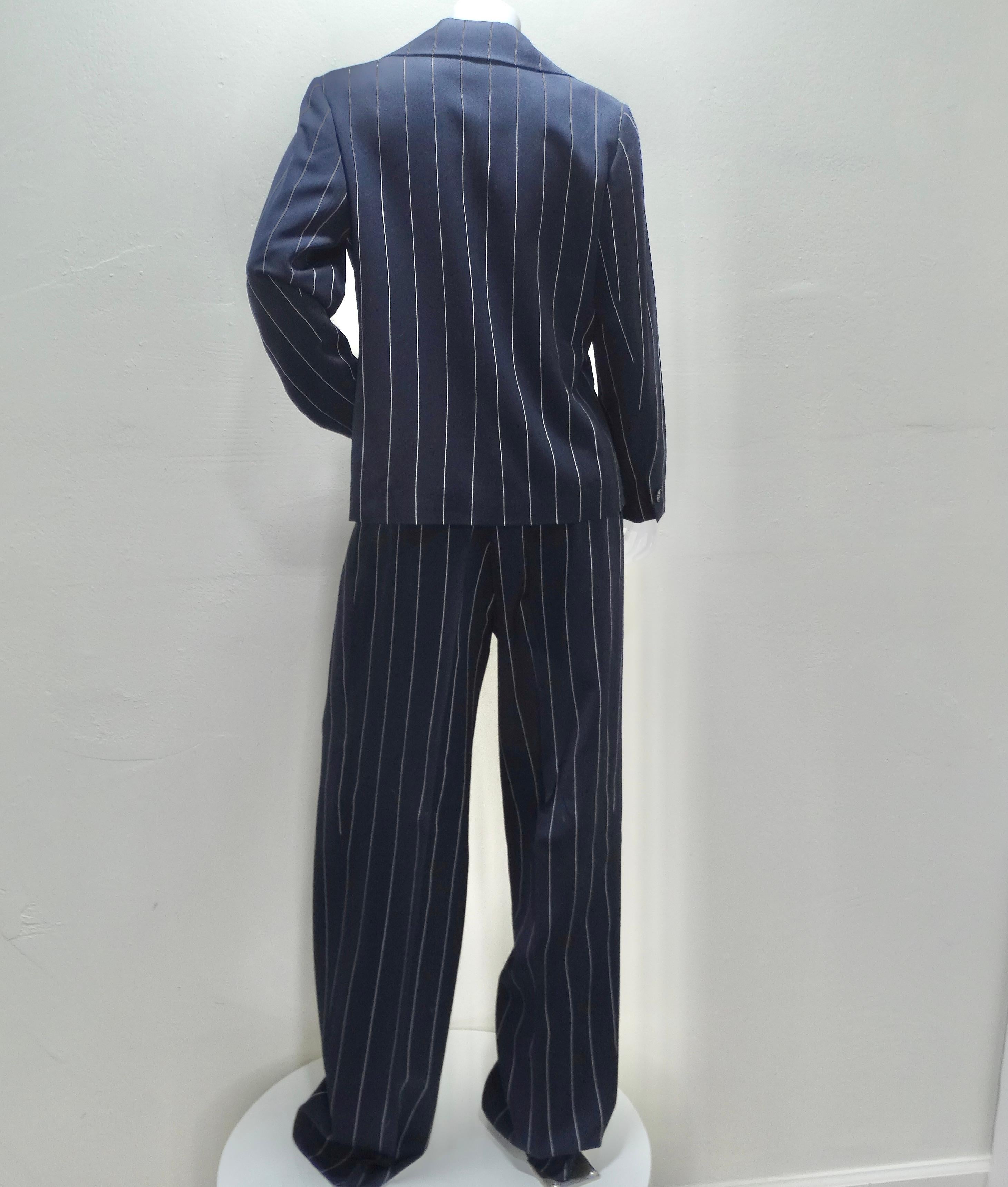 Christian Dior 1990s Navy Pinstripe Suit For Sale 9