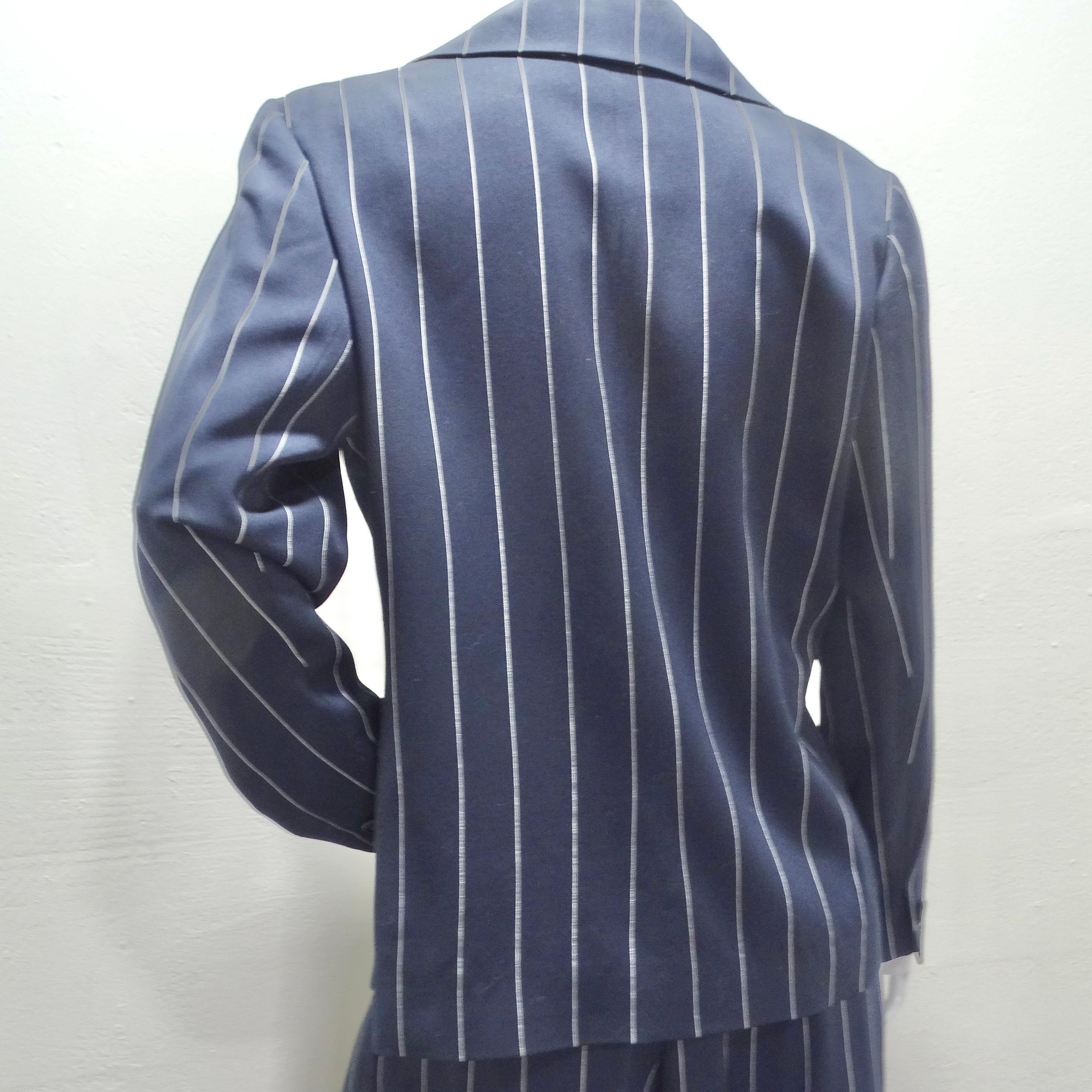 Christian Dior 1990s Navy Pinstripe Suit For Sale 10