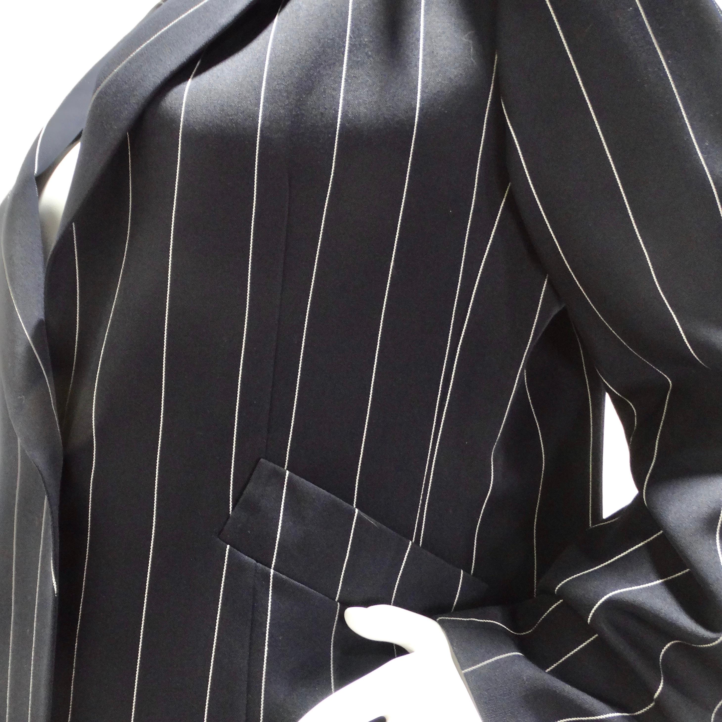 Christian Dior 1990s Navy Pinstripe Suit For Sale 12