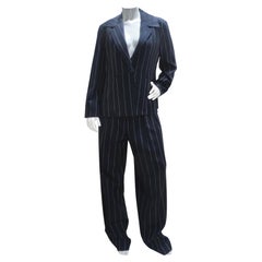 Used Christian Dior 1990s Navy Pinstripe Suit