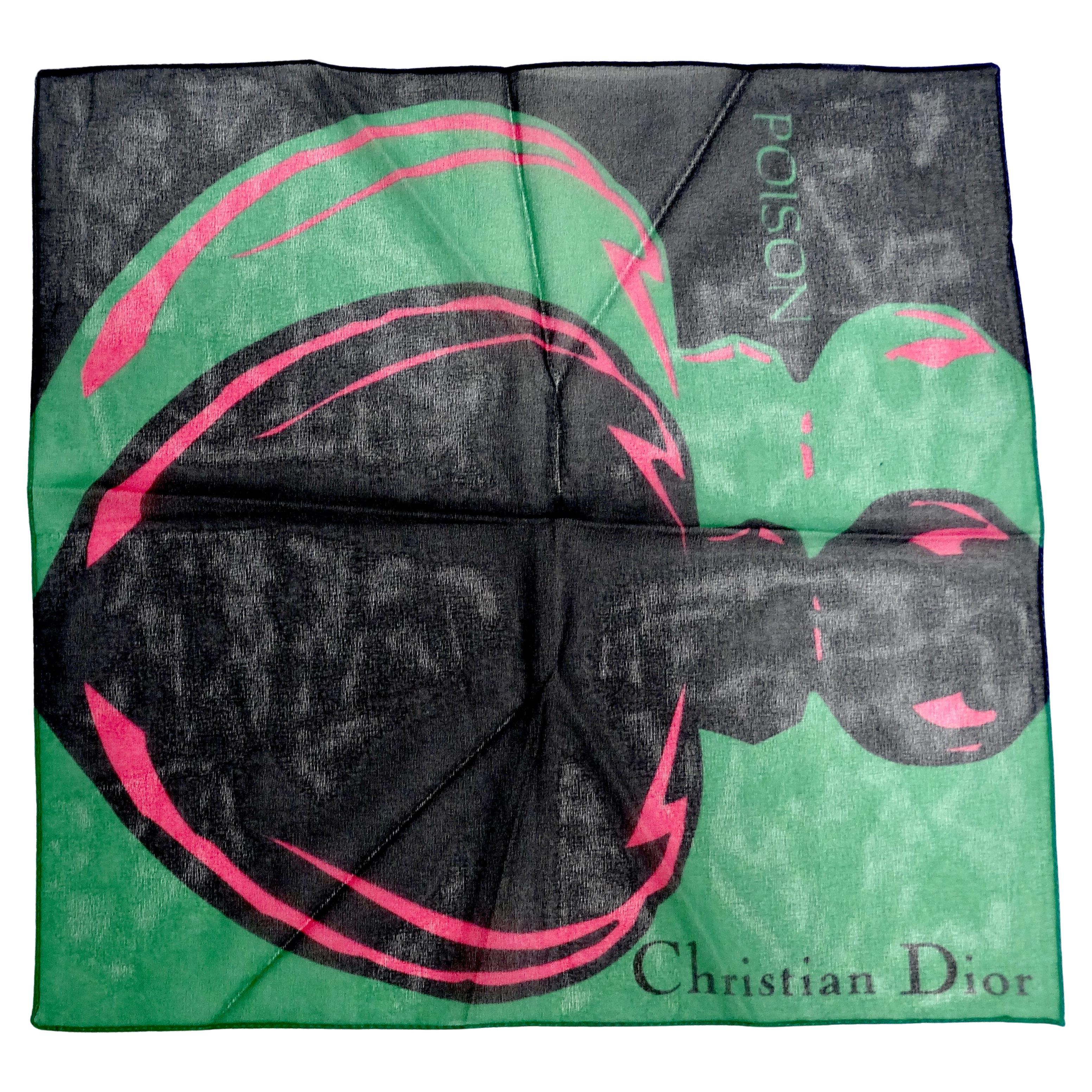 Christian Dior 1990s Poison Petite Silk Scarf For Sale