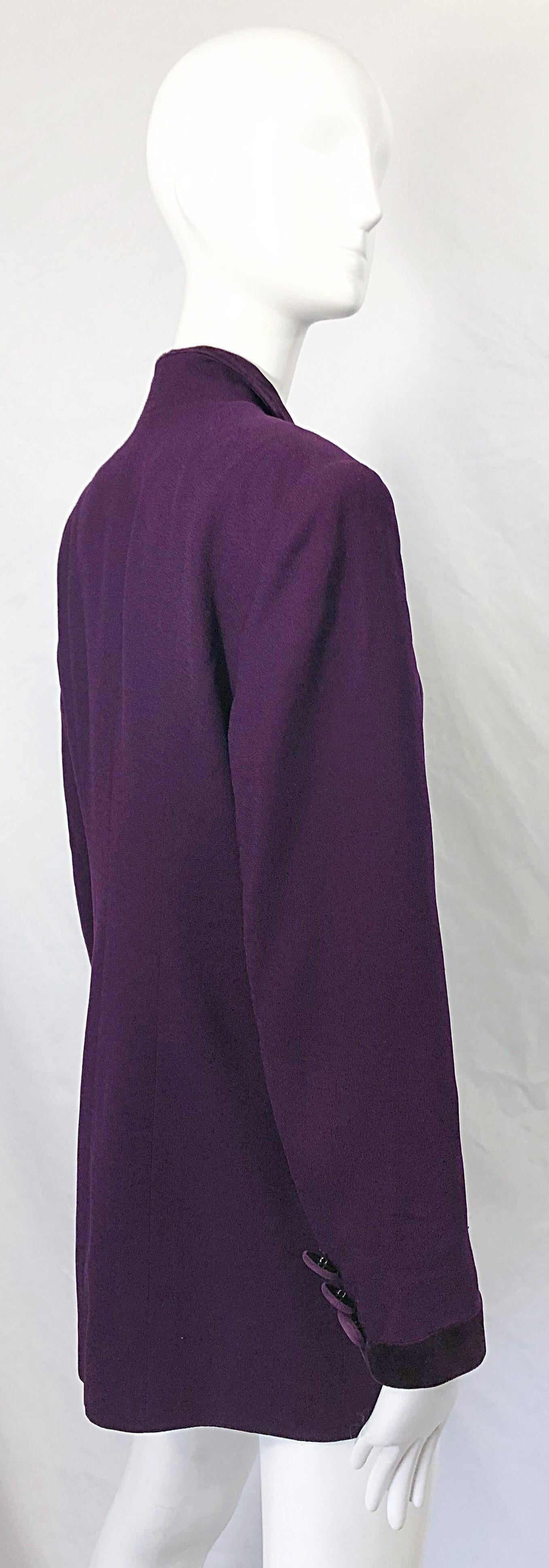Christian Dior 1990s Sz 10 Purple Eggplant Wool Velvet 90s Vintage Jacket Blazer For Sale 7