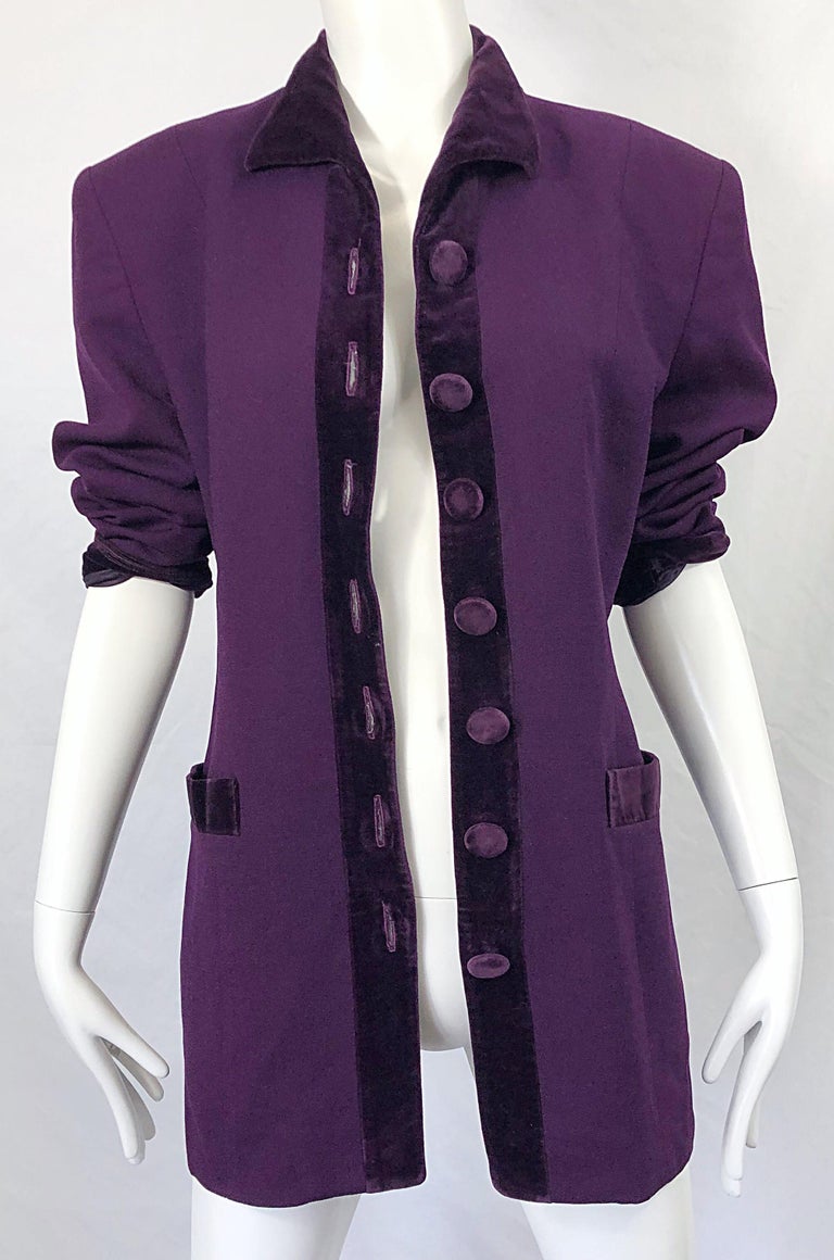 Christian Dior 1990s Sz 10 Purple Eggplant Wool Velvet 90s Vintage