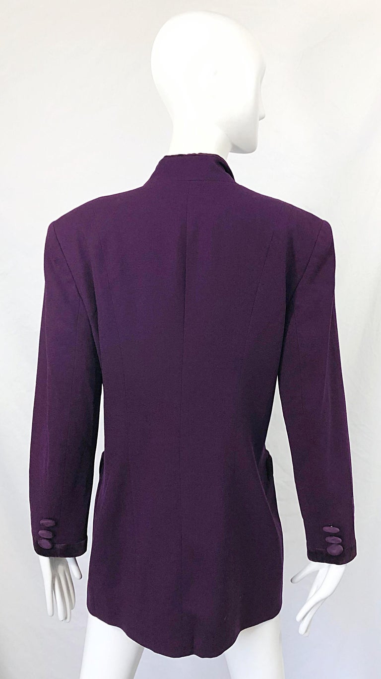 Christian Dior 1990s Sz 10 Purple Eggplant Wool Velvet 90s Vintage