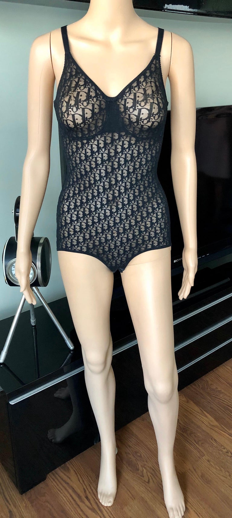 Christian Dior 1990's Vintage Sheer Logo Monogram Black ...