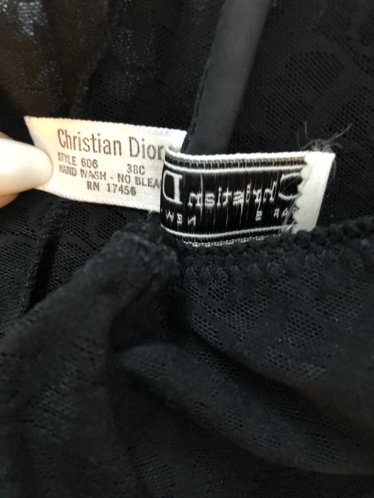 Christian Dior 1990's Vintage Sheer Logo Monogram Black ...
