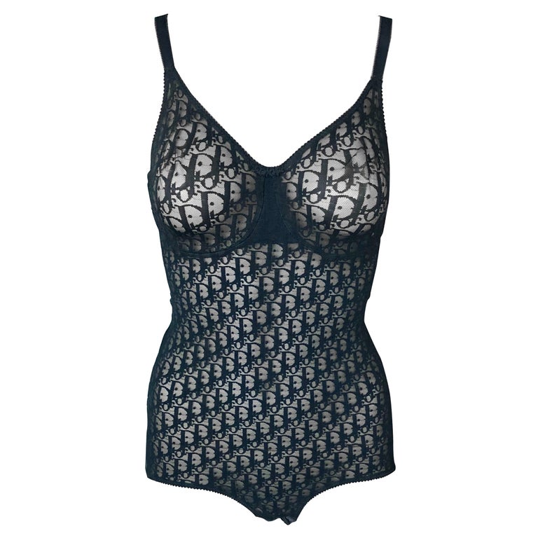 Christian Dior 1990's Vintage Sheer Logo Monogram Black ...