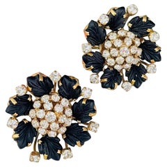 Christian Dior 1992 Haute Couture Iconic Rare Black Crystals Gold Earrings