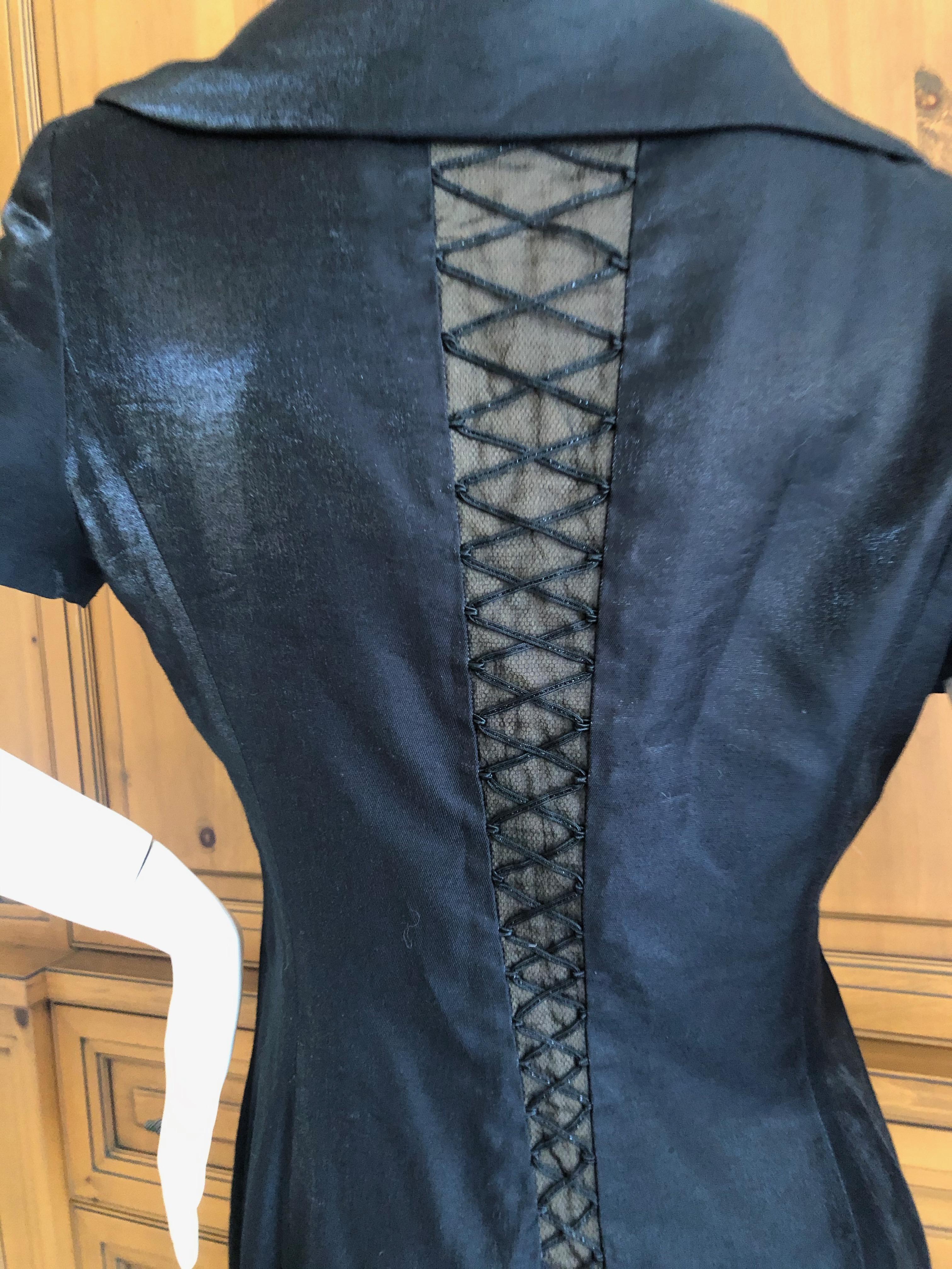 Black Christian Dior 1992 Numbered Demi Couture Corset Laced Dress by Gianfranco Ferre For Sale