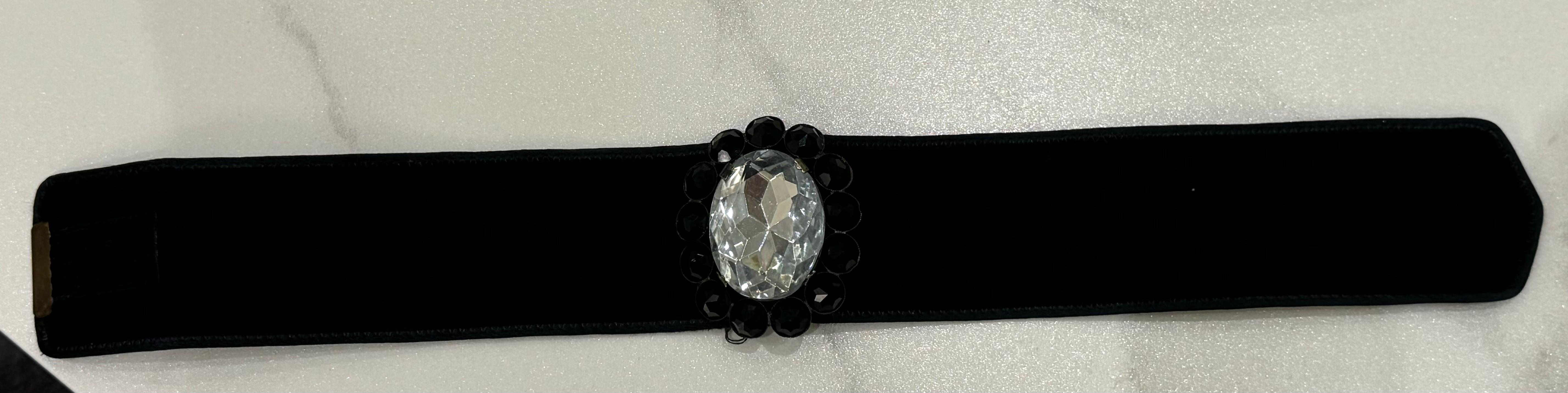 Christian Dior 1993 black velvet goth princess glass crystal choker necklace 3