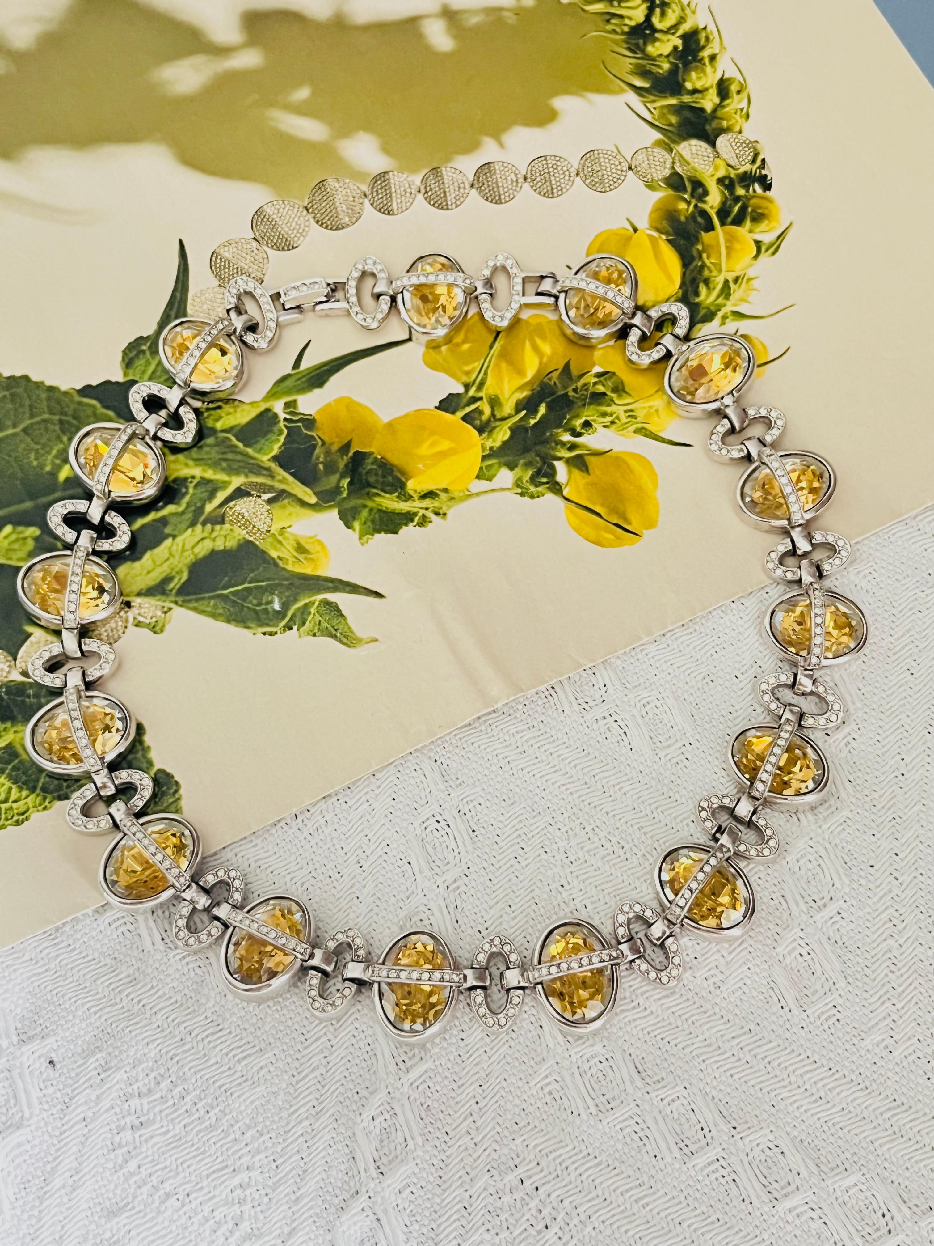 Art Déco CHRISTIAN DIOR 1996 Collana a girocollo in argento con cristalli citrini intrecciati in vendita
