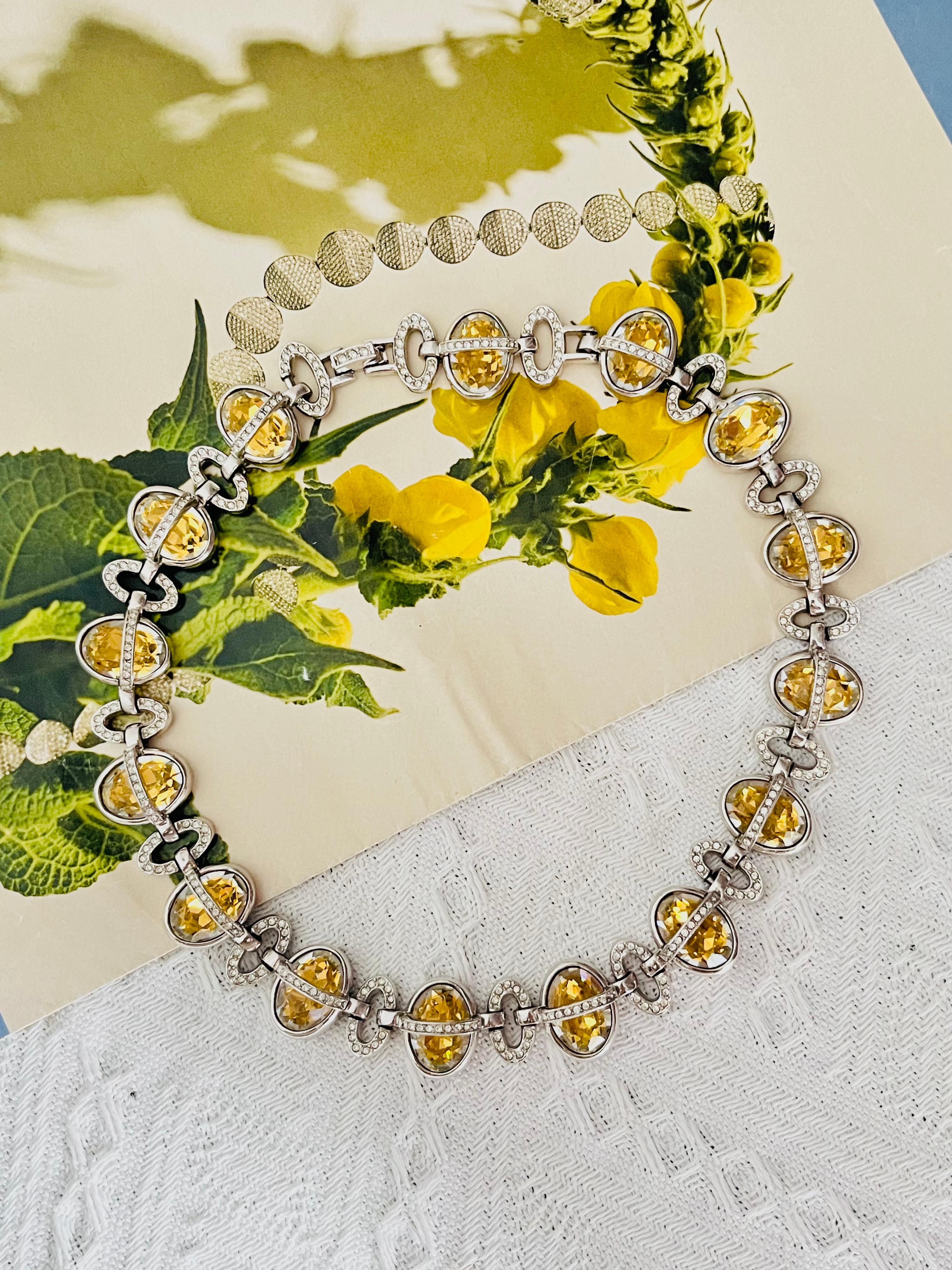 CHRISTIAN DIOR 1996 Collana a girocollo in argento con cristalli citrini intrecciati In condizioni buone in vendita a Wokingham, England