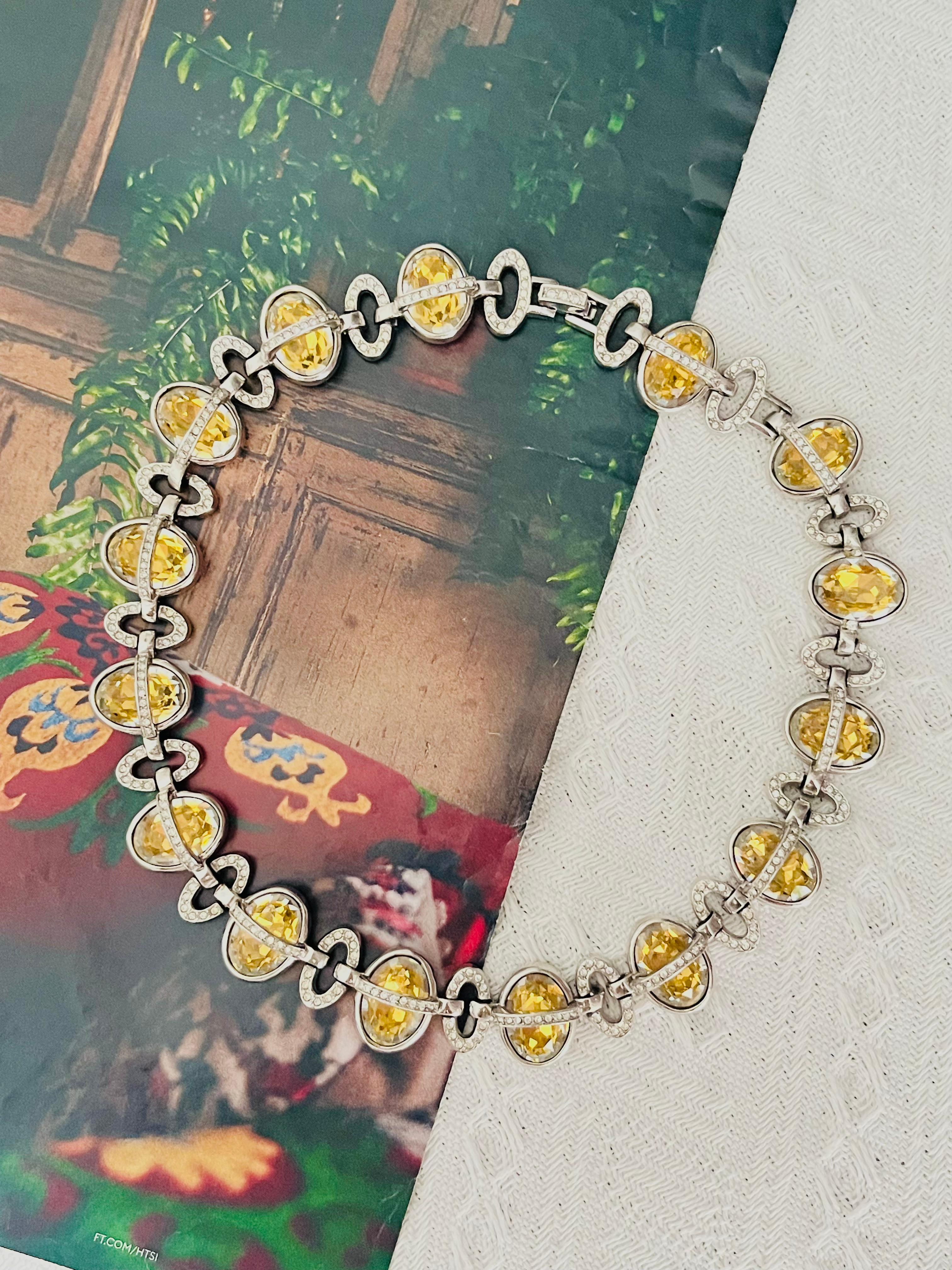 da uomo o donna CHRISTIAN DIOR 1996 Collana a girocollo in argento con cristalli citrini intrecciati in vendita