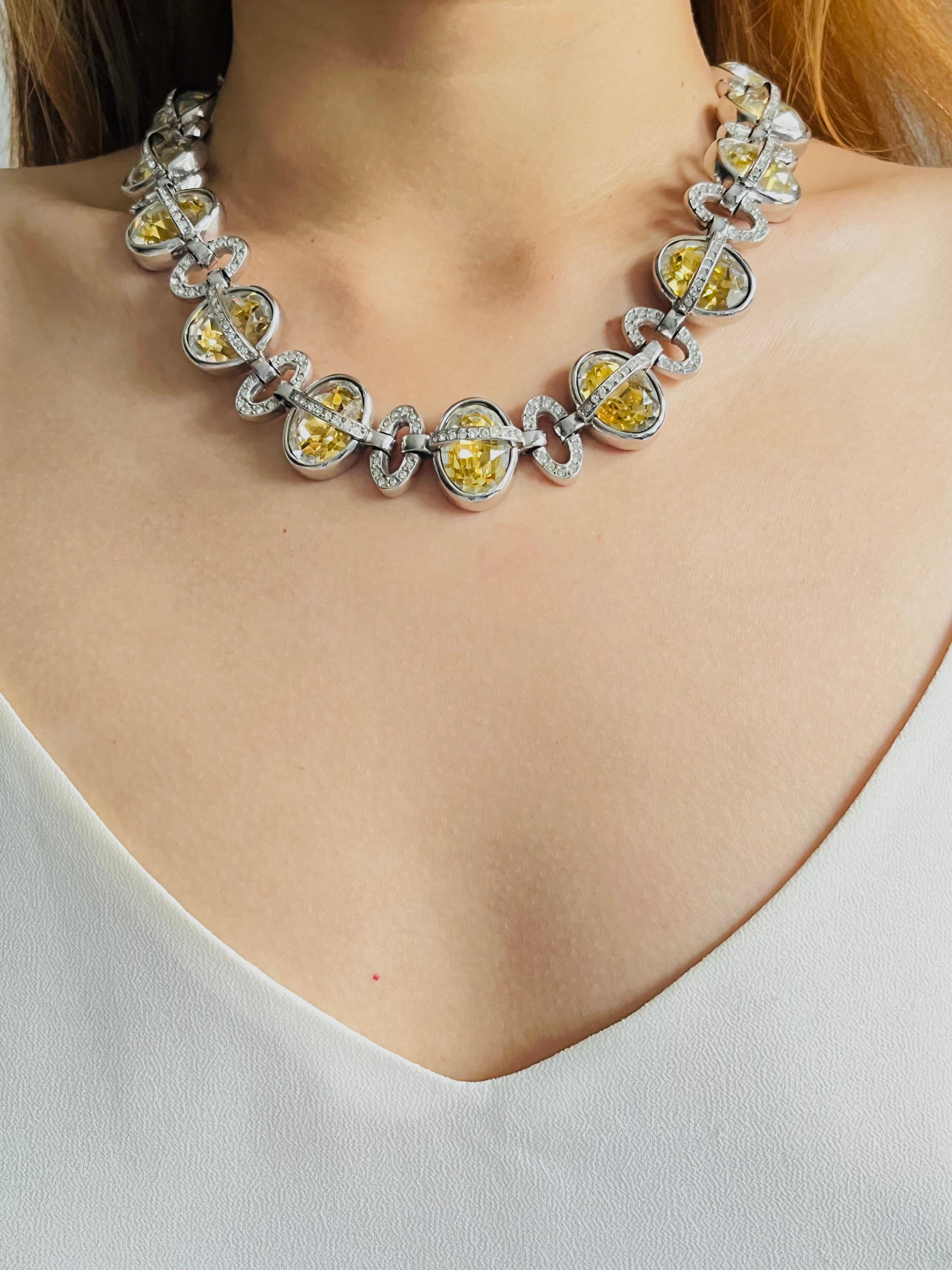 CHRISTIAN DIOR 1996 Collana a girocollo in argento con cristalli citrini intrecciati in vendita 2