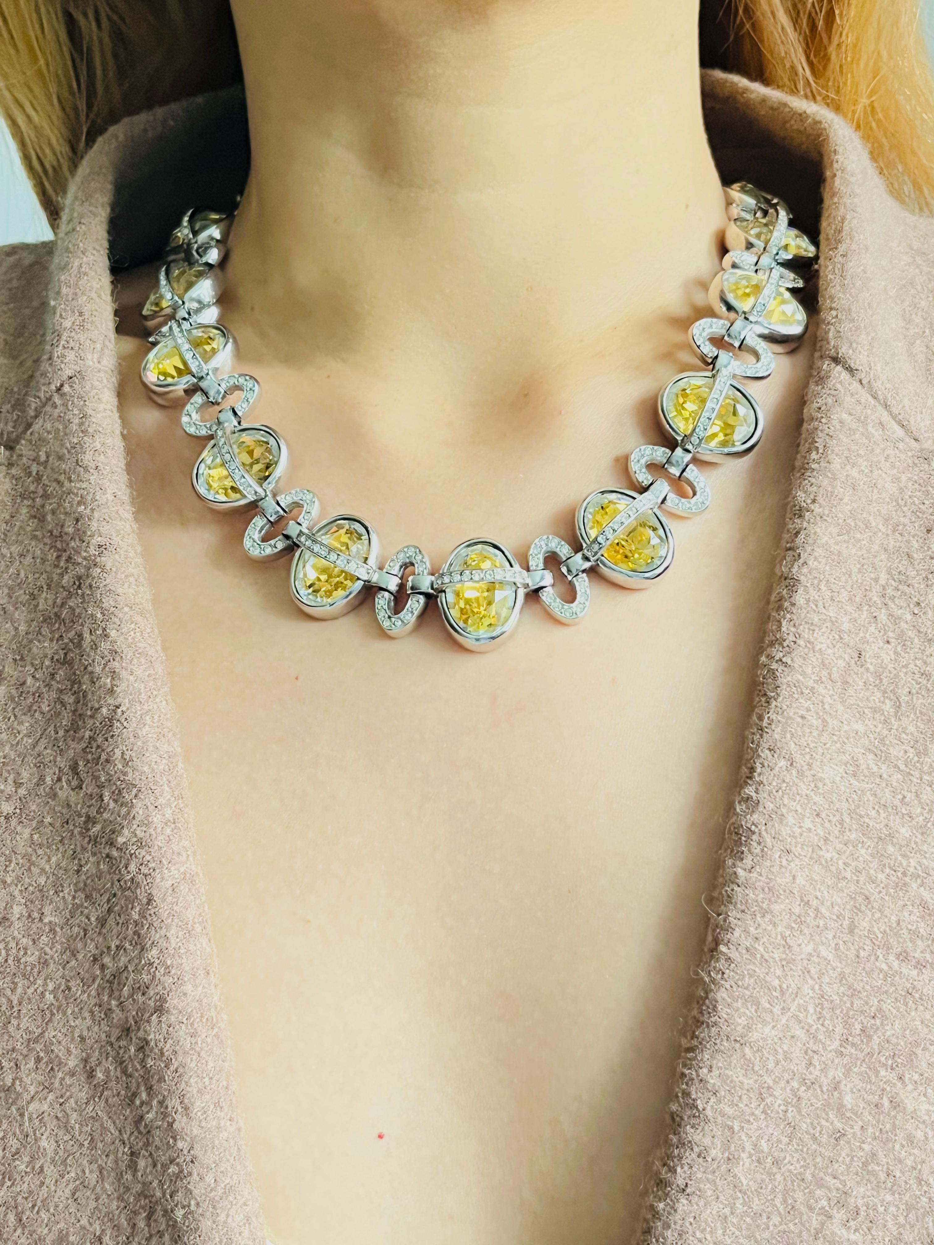 CHRISTIAN DIOR 1996 Collana a girocollo in argento con cristalli citrini intrecciati in vendita 3