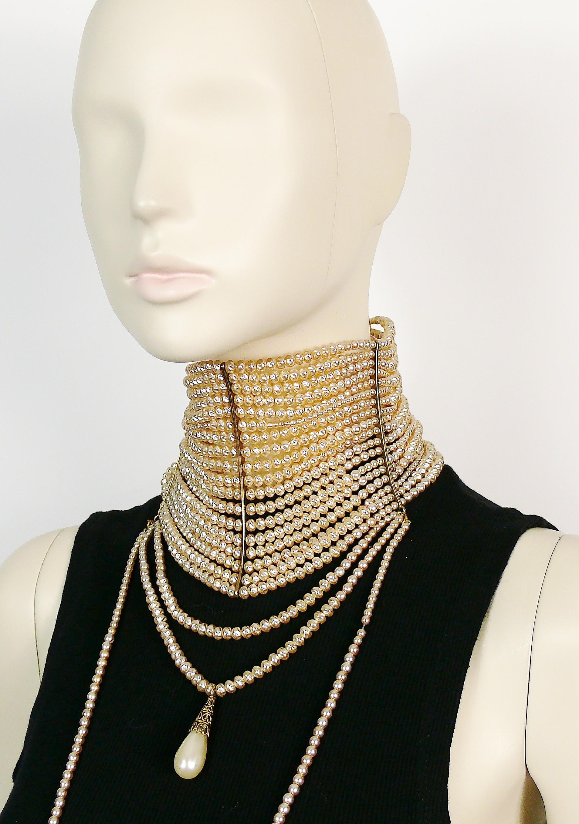 Christian Dior 1998 Documented Multi Strand Edwardian Pearl Choker Necklace 3